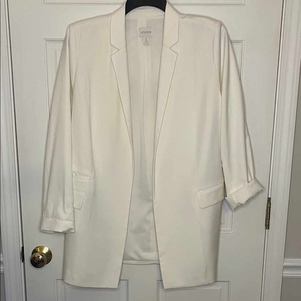 Chico's Off-White Blazer with Rolled Sleeves